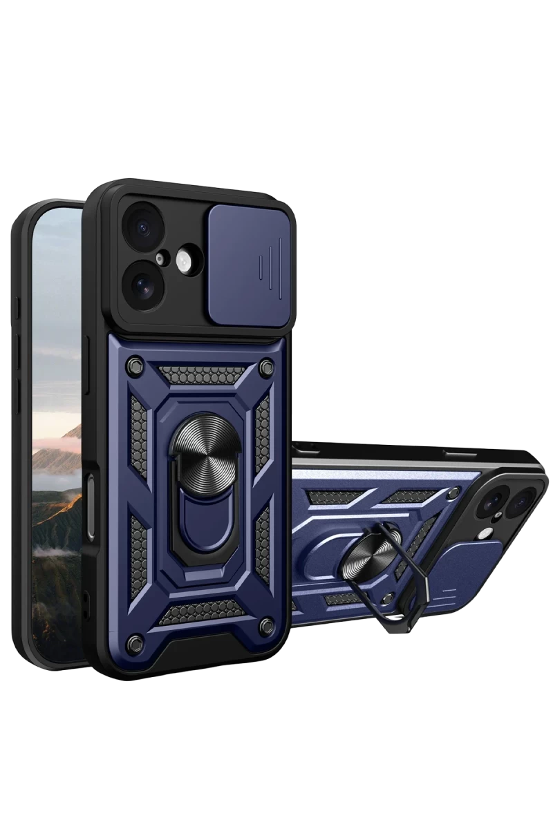 Apple iPhone 17 Uyumlu Pars Lens Yüzüklü Silikon - Lacivert