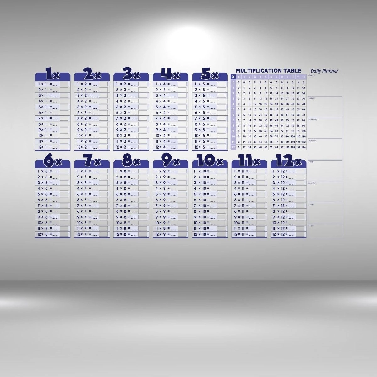 Eğlenceli İngilizce Çarpım Tablosu 100x56 Cm Statik Yapışkan