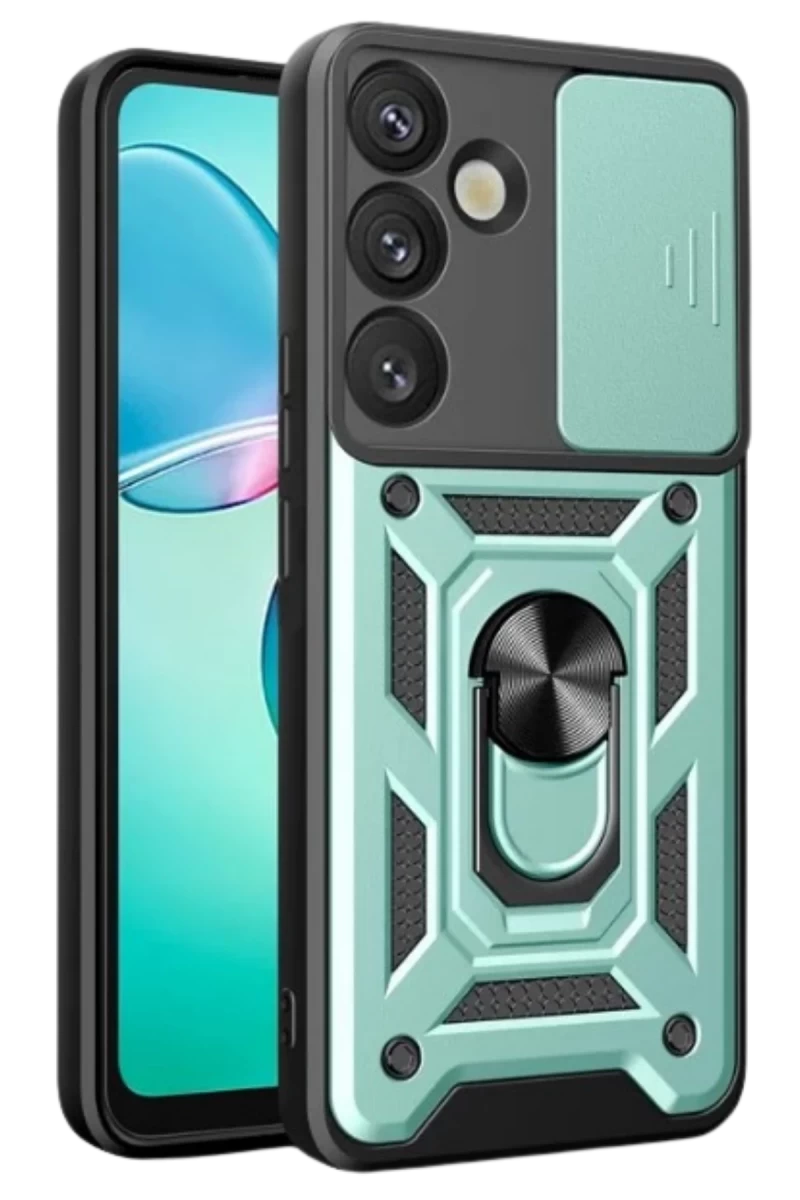 Samsung Galaxy A17 5G Uyumlu Pars Lens Yüzüklü Silikon - Yeşil