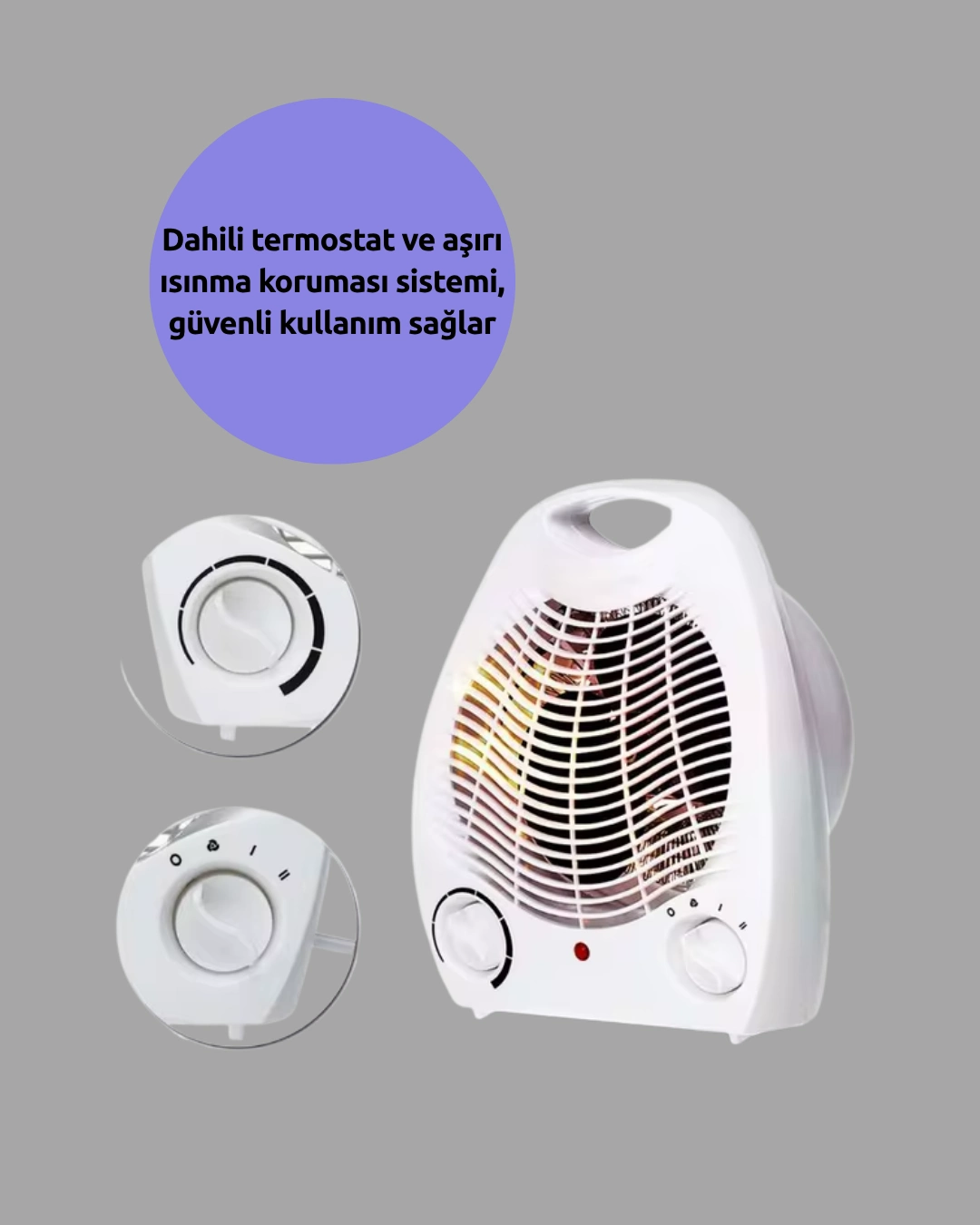 Kompakt Fanlı Elektrikli Isıtıcı 2000W 10 m² Alan için