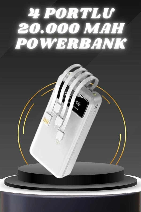 Kompakt Hızlı Şarj Powerbank 20.000 mAh 4 Çıkışlı