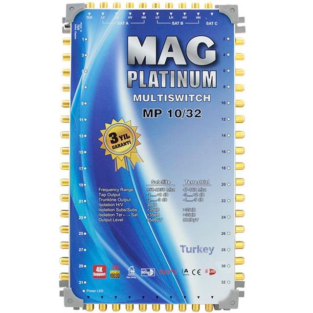 MAG Platinum MP 10/32 Multiswitch - 10 Giriş 32 Çıkışlı Merkezi Uydu Santrali Hybrid 4K ve 3D Destekli