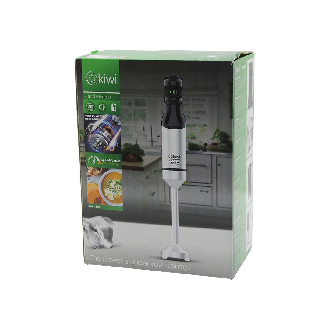 Kiwi KHB-4438 Çubuk El Blender 1200W Değişken Hız Kontrol Düğmesi Güçlü Dc Motor Çelik Bıçak Krom Kaplama Gövde