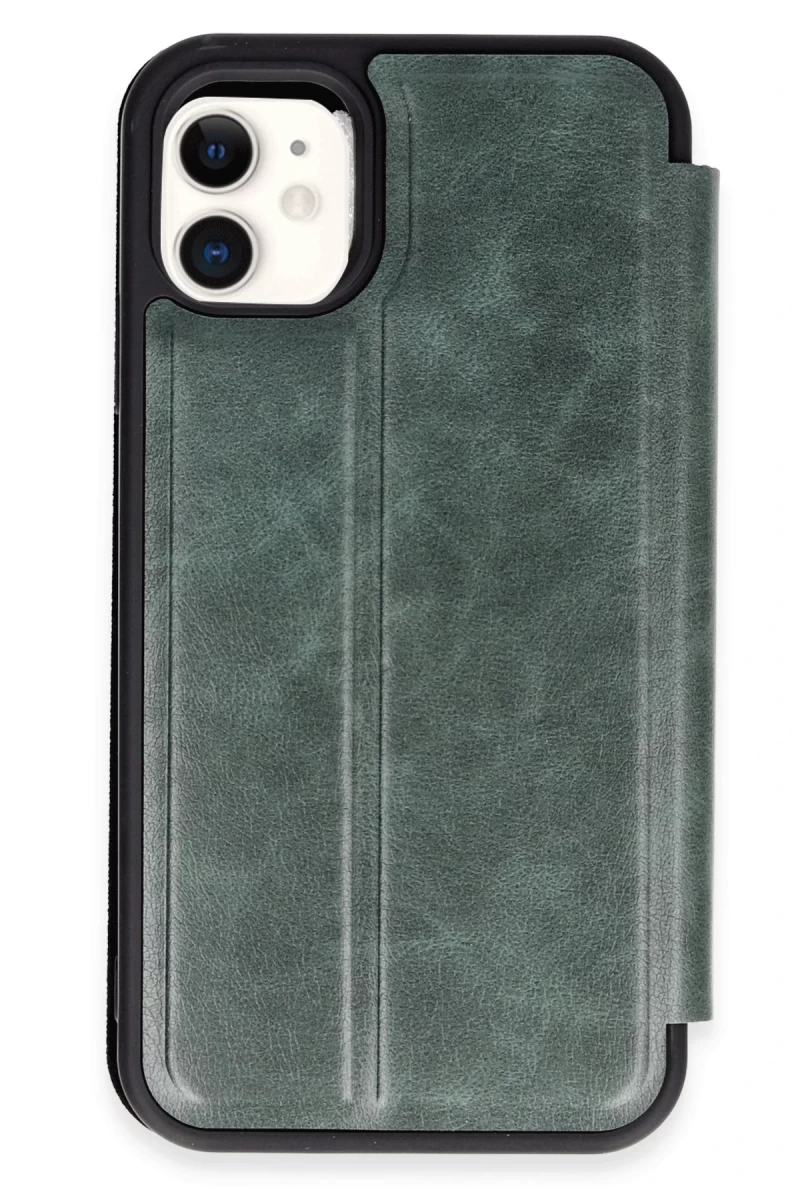 Apple iPhone 11 Uyumlu Kılıf Flip Cover - Koyu Yeşil