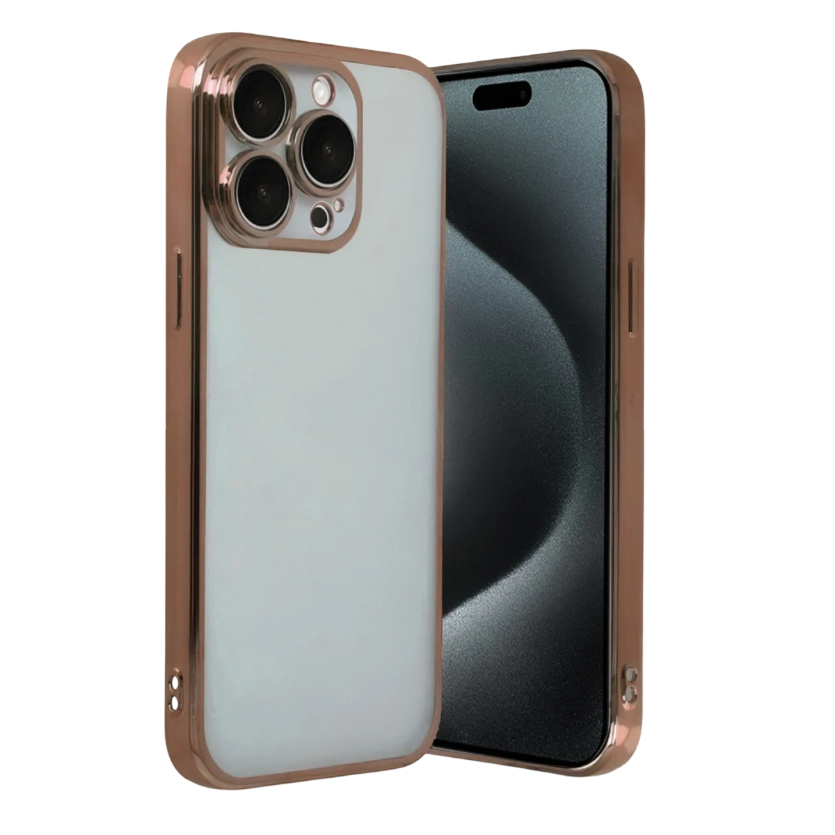 Apple iPhone 15 Pro Max Razer Lensli Silikon - Çöl Titanyum