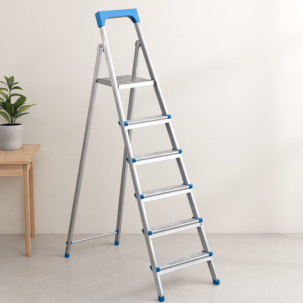 5+1 Basamaklı Metal Merdiven 125 cm - 120 kg Kapasiteli