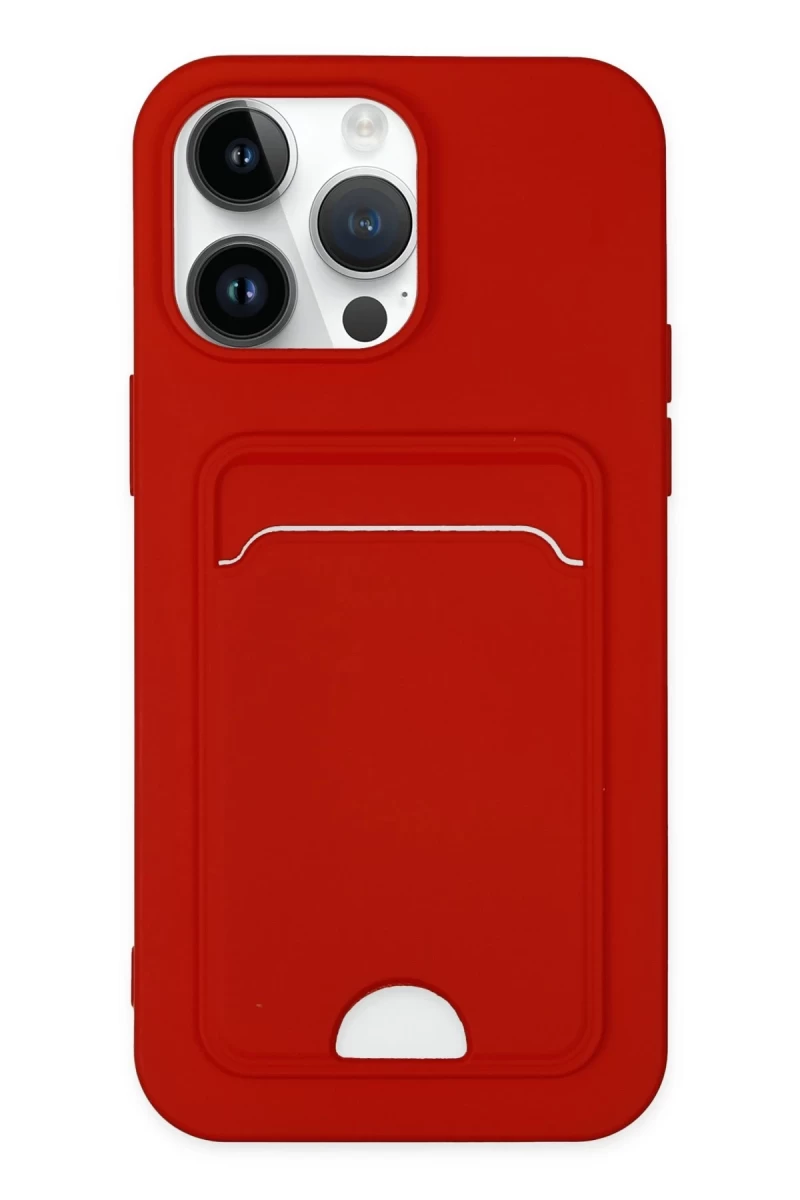 Apple iPhone 14 Pro Uyumlu Kılıf Kelvin Kartvizitli Silikon - Kırmızı