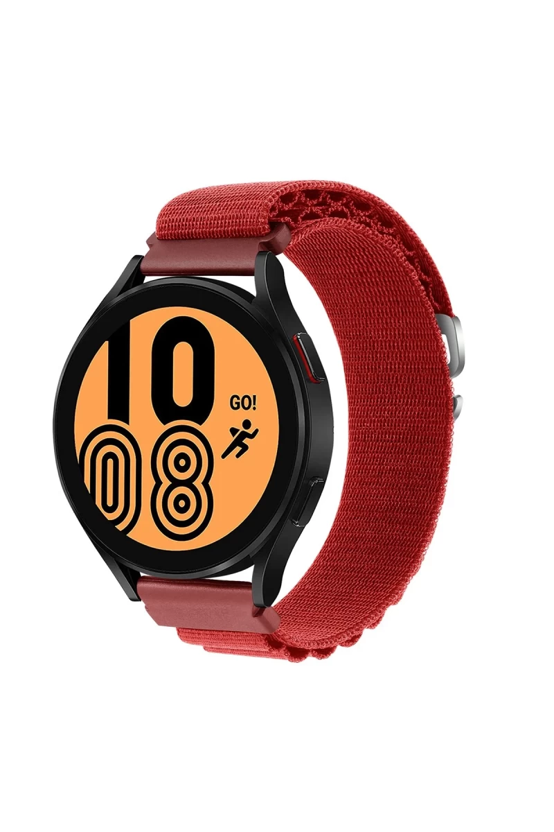 Watch 20mm Uyumlu KR410 Kumaş Kordon - Kırmızı