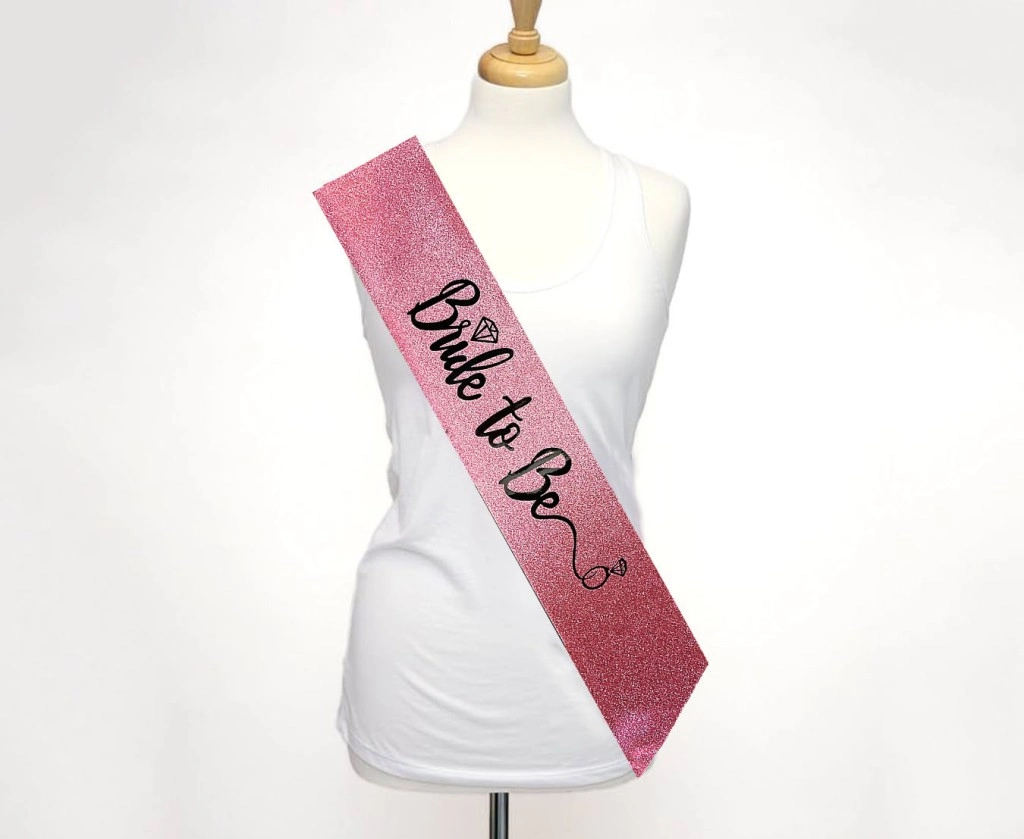 Şık Simli Kuşak Kemer 10x80 cm - Bride To Be Yazılı