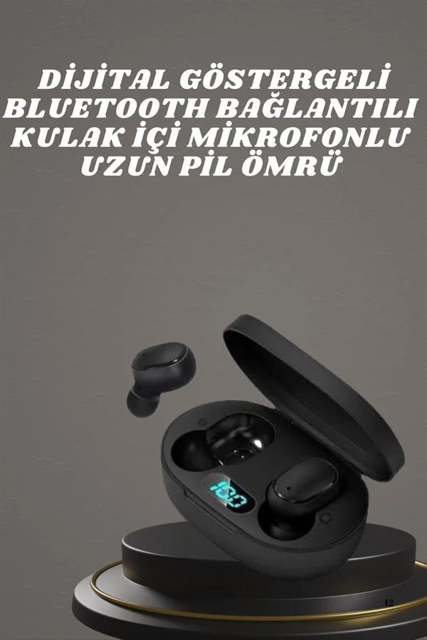 Kulaklık Dijital Göstergeli Bluetooth Bağlantılı Kablosuz Kulak İçi Mikrofonlu Dokunmatik Kontrol