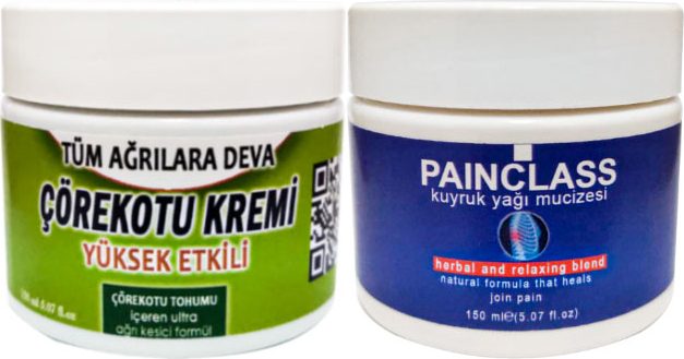 Çörek Otu Kremi Orta Boy 100 ml Krem + Painclass 150 ml Kuıyruk Yağı Kremi / Sırt Bel Kas Diz Dirsek Iskelet Agrilarina Masaj Seti
