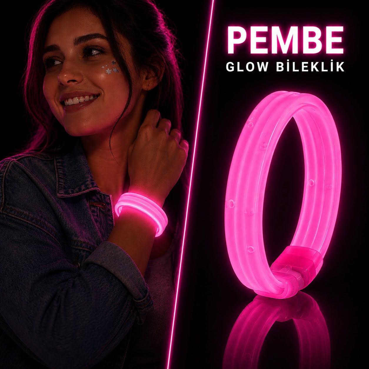 Pembe Kalın Glow Bileklik ? Kırılarak Yanan Parti ve Festival Bilekliği