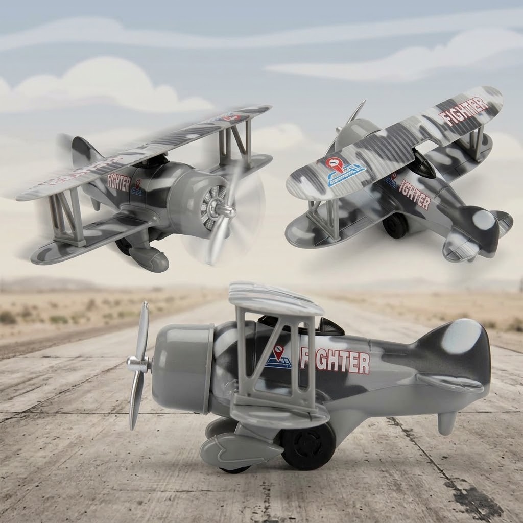 Die-Cast Çek-Bırak Uçak 15 cm Oyuncak - Gri