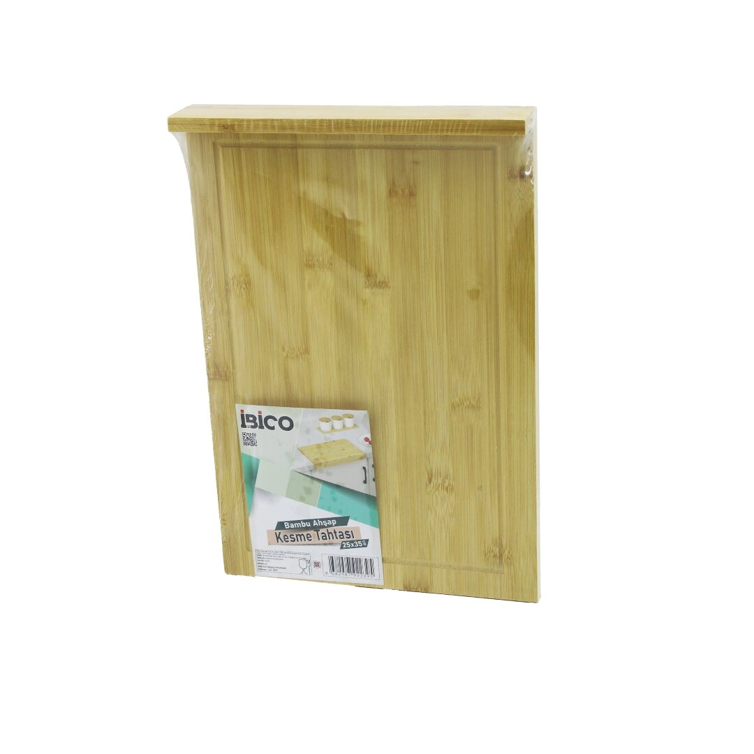 Kanallı Ahşap Bambu Kesim Panosu 25x35 cm Tezgah Üstü