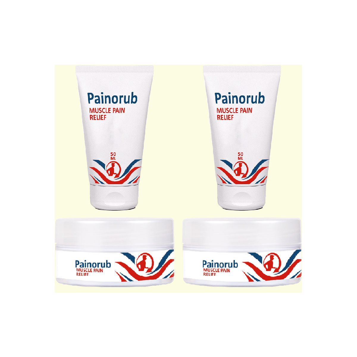 Painorub Krem 2şerli Kril yağı Afrika zencefil özü ReliefCream Rahatlamaya 50 ml Tüp&Kavanoz Set