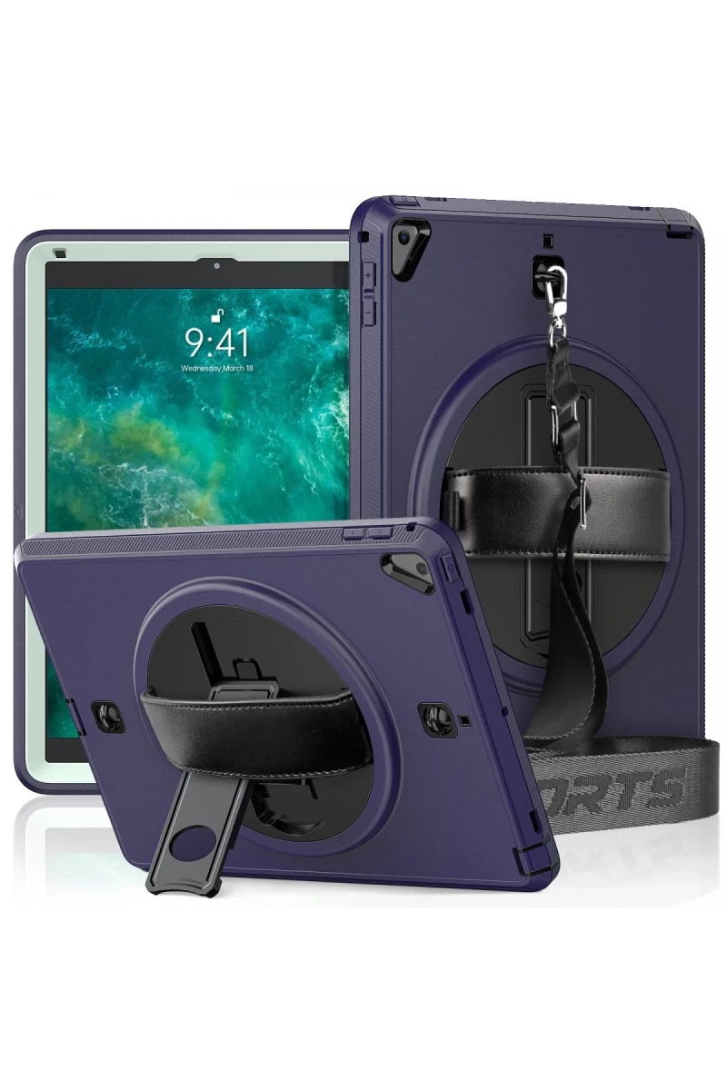 Apple iPad 5 Air 9.7 Kılıf Strap-C Otterbox Tablet Kapak - Lacivert