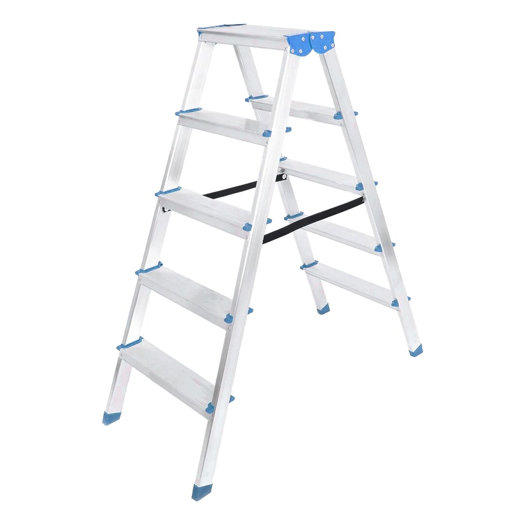 5+5 Çift Basamaklı Alüminyum Metal Merdiven Yükseklik = 115CM Baş Genişlik = 8CM