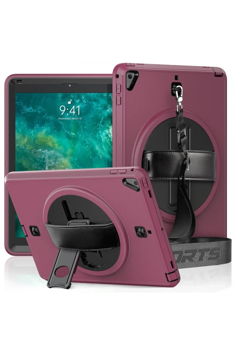 Apple iPad 5 Air 9.7 Kılıf Strap-C Otterbox Tablet Kapak - Mürdüm