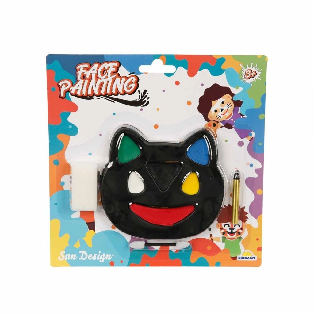 Kedi Şeklinde 6 Renkli Yüz Boyası 1 Kalemli Set