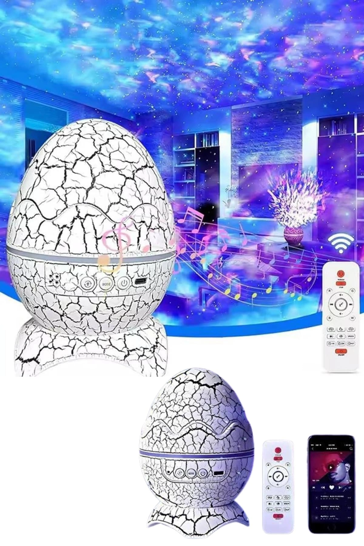 Dinozor Yumurtası Tasarımlı Bluetooth Hoparlör 5W Gece Lambası