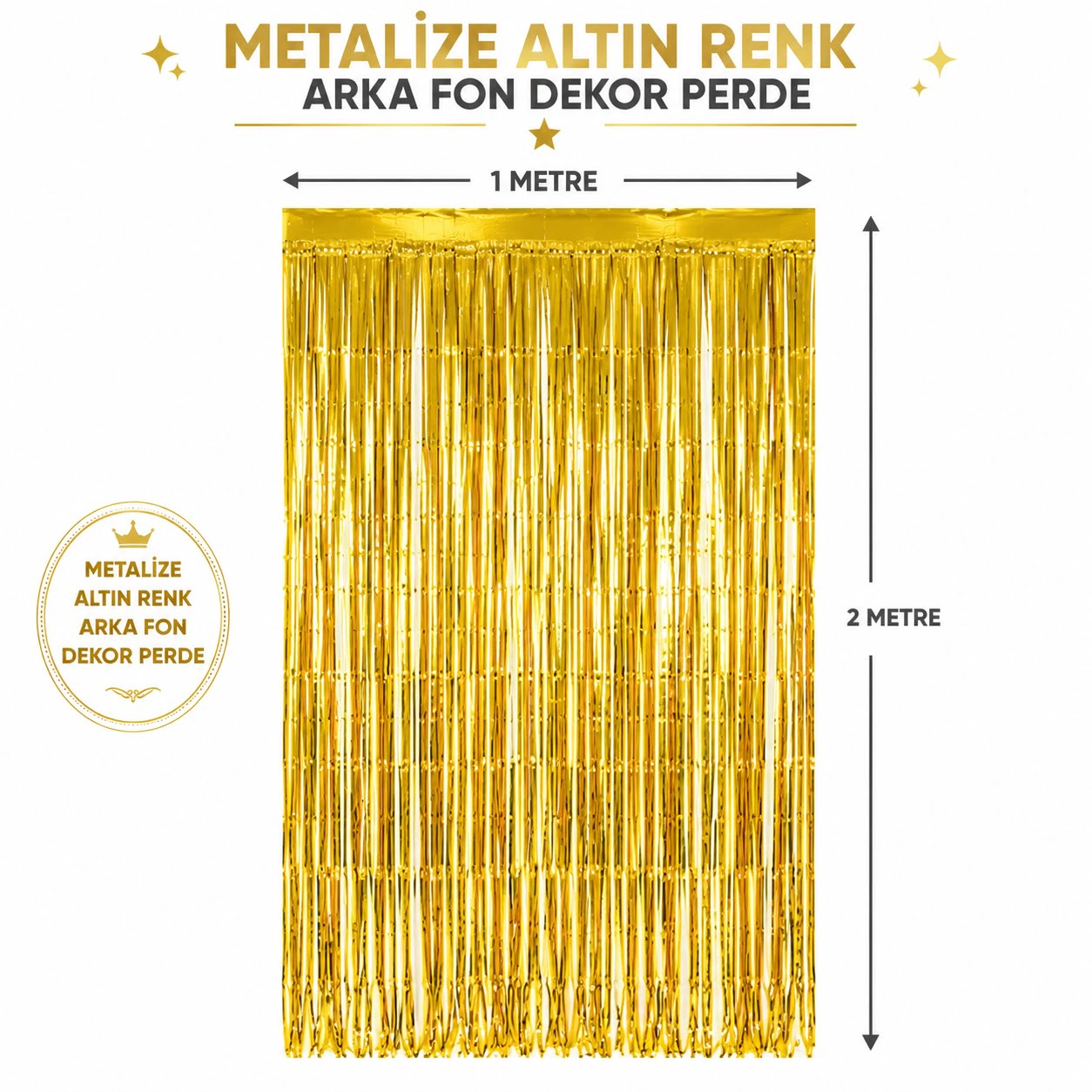 Gold Metalize Parti Perdesi 100x200 cm ? Kapı ve Arka Fon Perdesi