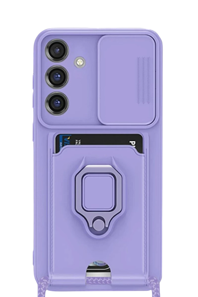 Samsung Galaxy S25 Plus Uyumlu Kılıf Zuma Kartvizitli Yüzüklü Silikon - Lila