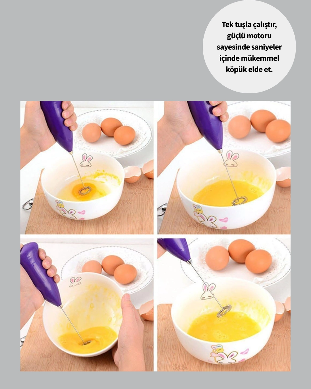 Pratik Portatif Yumurta Çırpıcı 2 Adet Pil ile Mutfak Yardımcısı