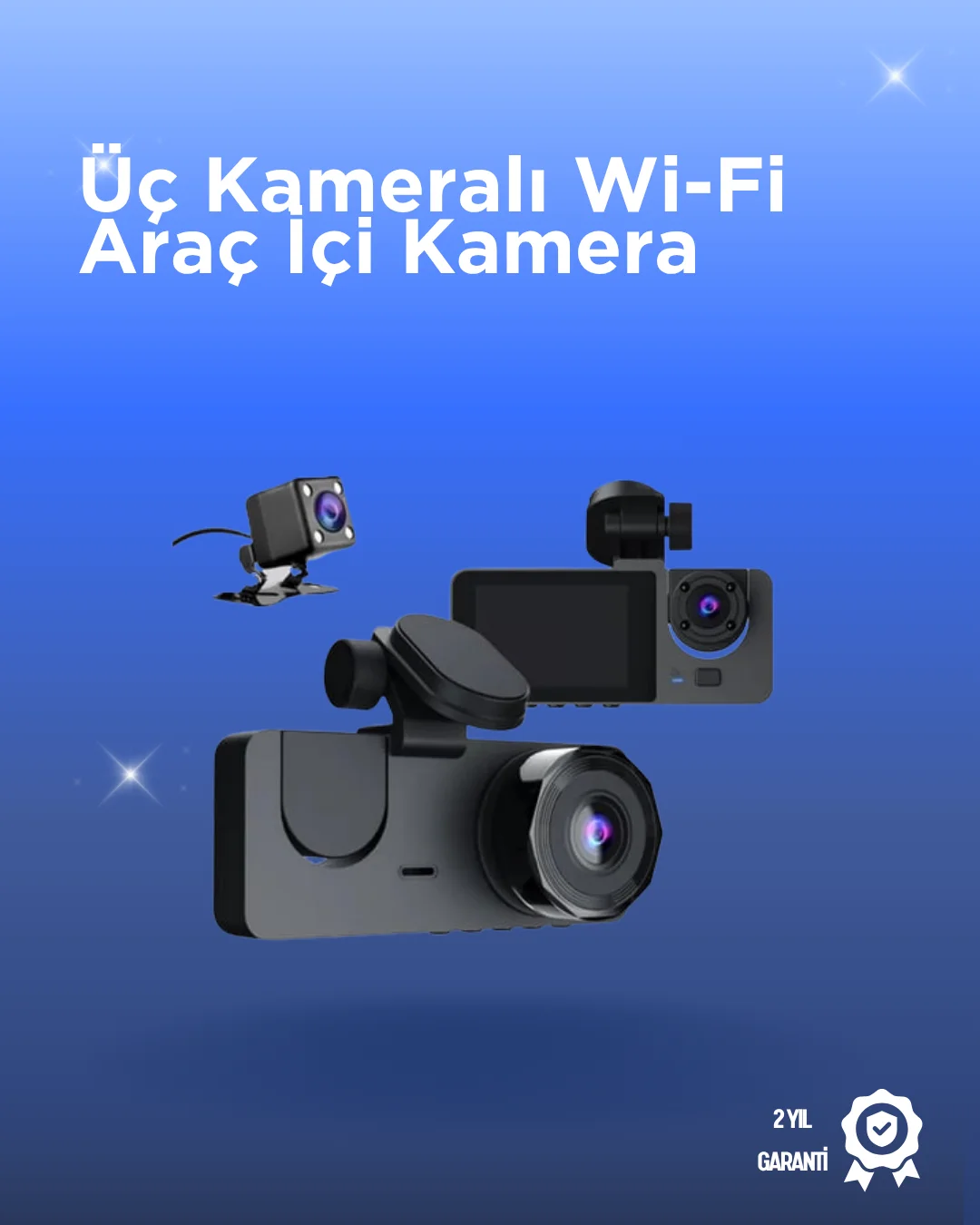 Gelişmiş G-Sensörlü Üçlü Araç Kamerası – 5” LCD Ekran ve Hareket Algılama