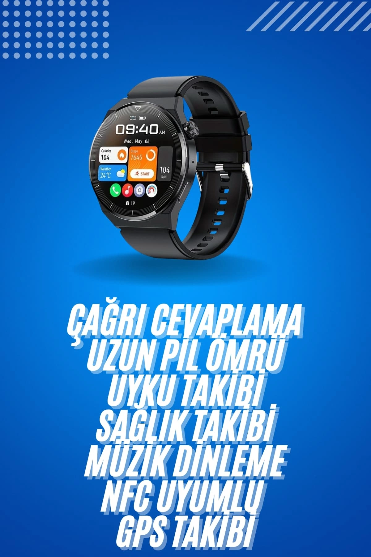 Fonksiyonel Metal Deri Silikon Kordonlu Akıllı Saat