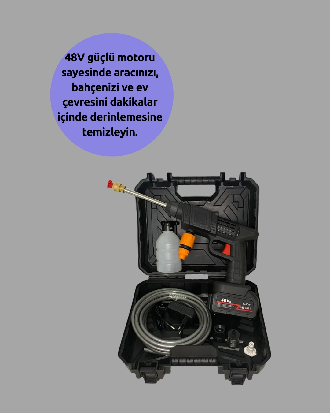 Taşınabilir Basınçlı Yıkama Tabancası 450PSI 3 Metre Hortum