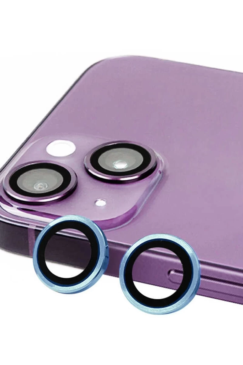 Apple iPhone 14 Uyumlu Raze Metal Kamera Lens - Mavi