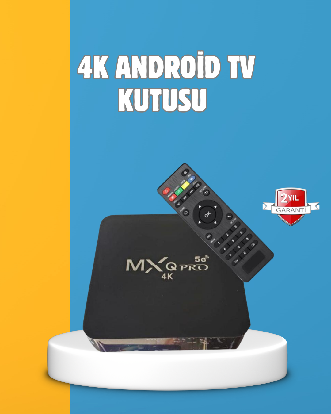 Android TV Box 4K – 2GB RAM 16GB ROM, Kablosuz Wi-Fi Medya Oynatıcı