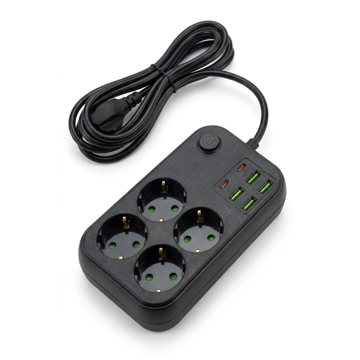 Güvenli Çoklu Priz Uzatma Kablosu 2 Metre 4 Soket 4 USB
