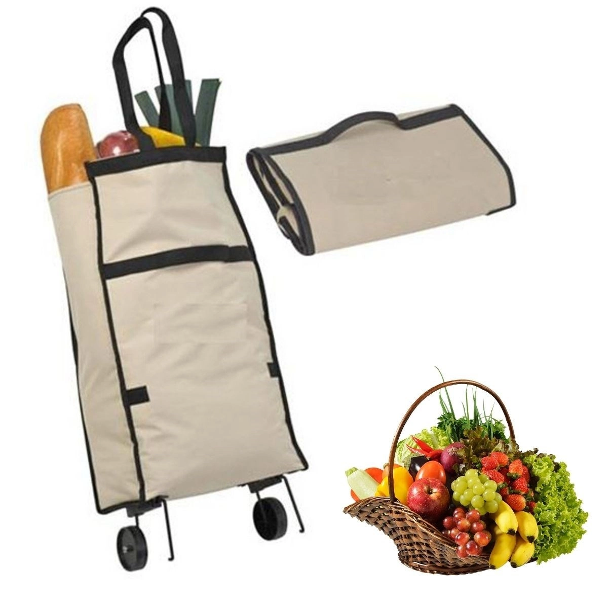 Portatif Tekerlekli Market Çantası 60 Litre Alışveriş Torbası