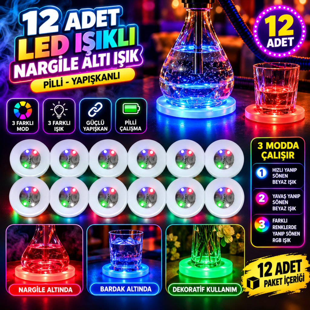Nargile Altı Işık 12’li Set