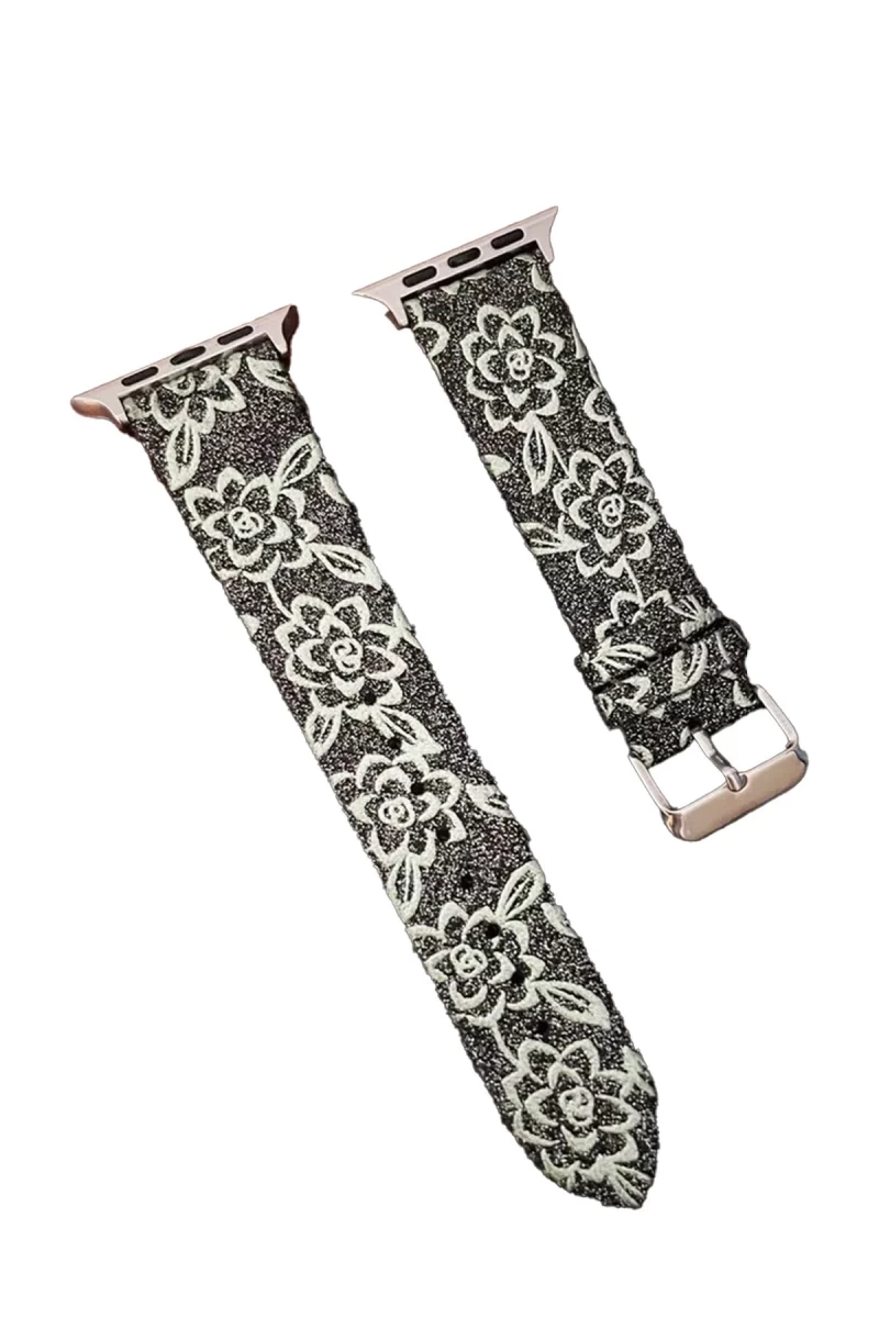 Apple Watch 38mm Uyumlu Creeper Desenli Kordon - Siyah