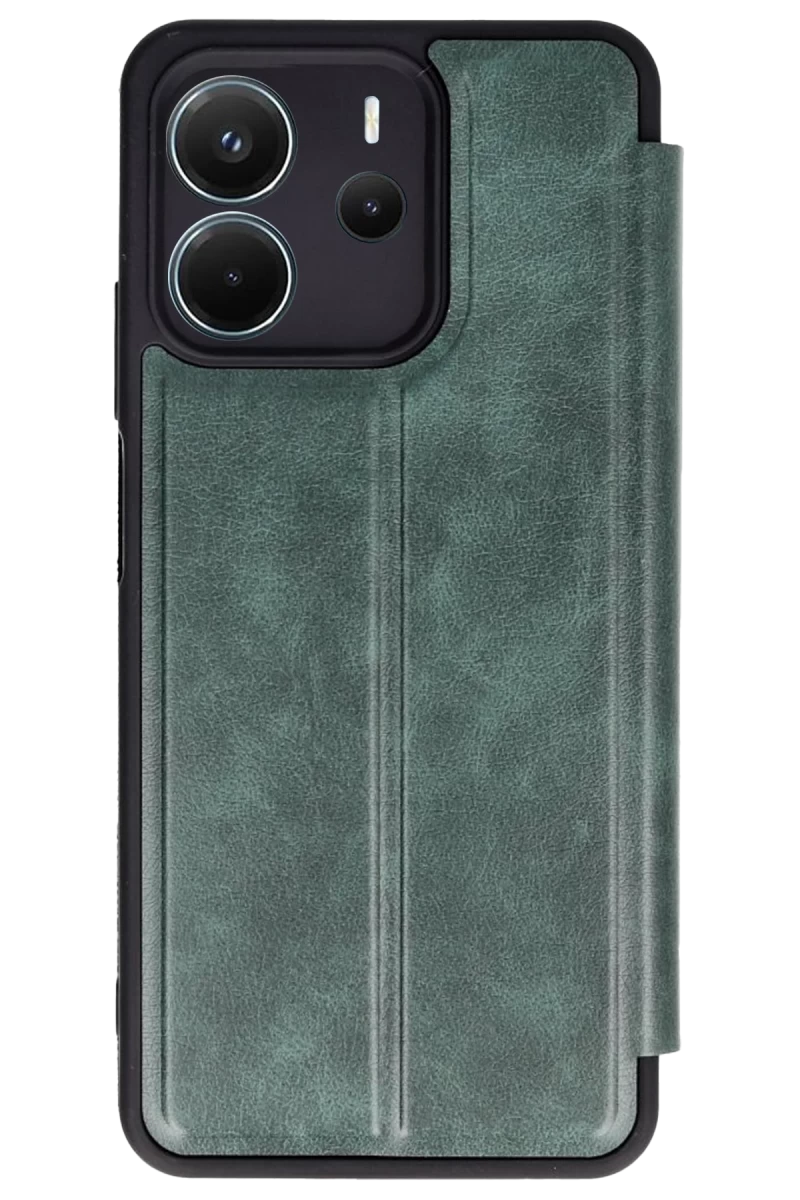 Xiaomi Redmi Note 14 4G Uyumlu Kılıf Flip Cover - Koyu Yeşil