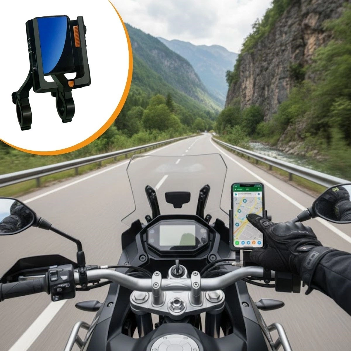 Gidon Bağlantılı Akıllı Telefon Tutucu 360° Uyumlu Motosiklet Aksesuarı