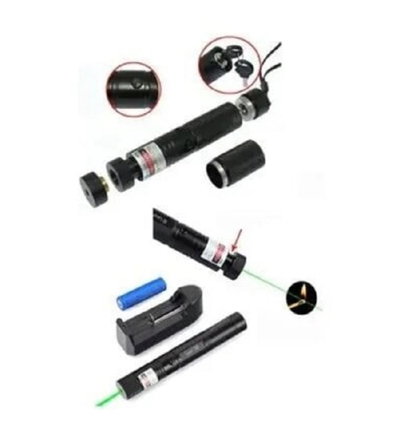 Polizei Şarjlı Turbo Yeşil Lazer Pointer Kibrit Yakabilen Güç 1000MW