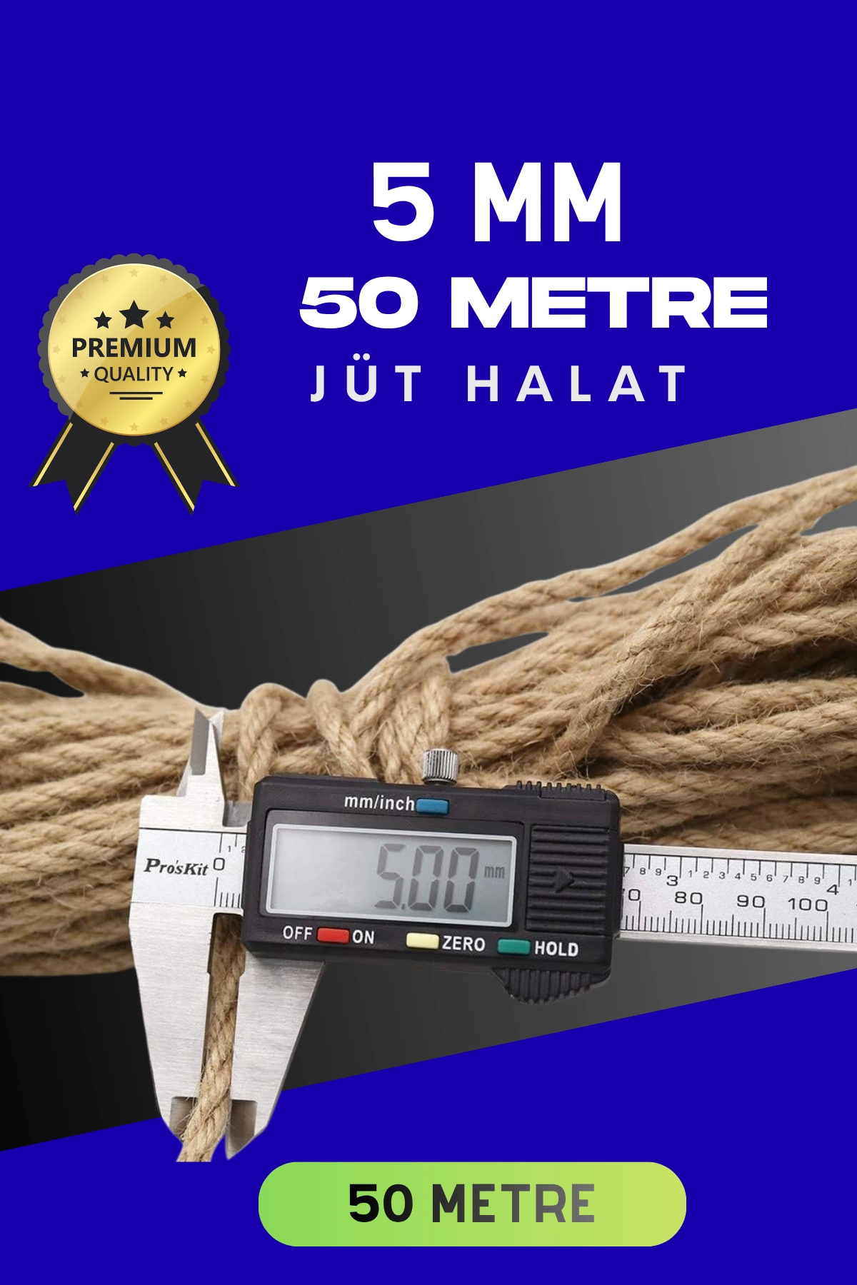 Dekoratif Jüt Halat 5 mm 50 Metre Hobi ve Paketleme İçin