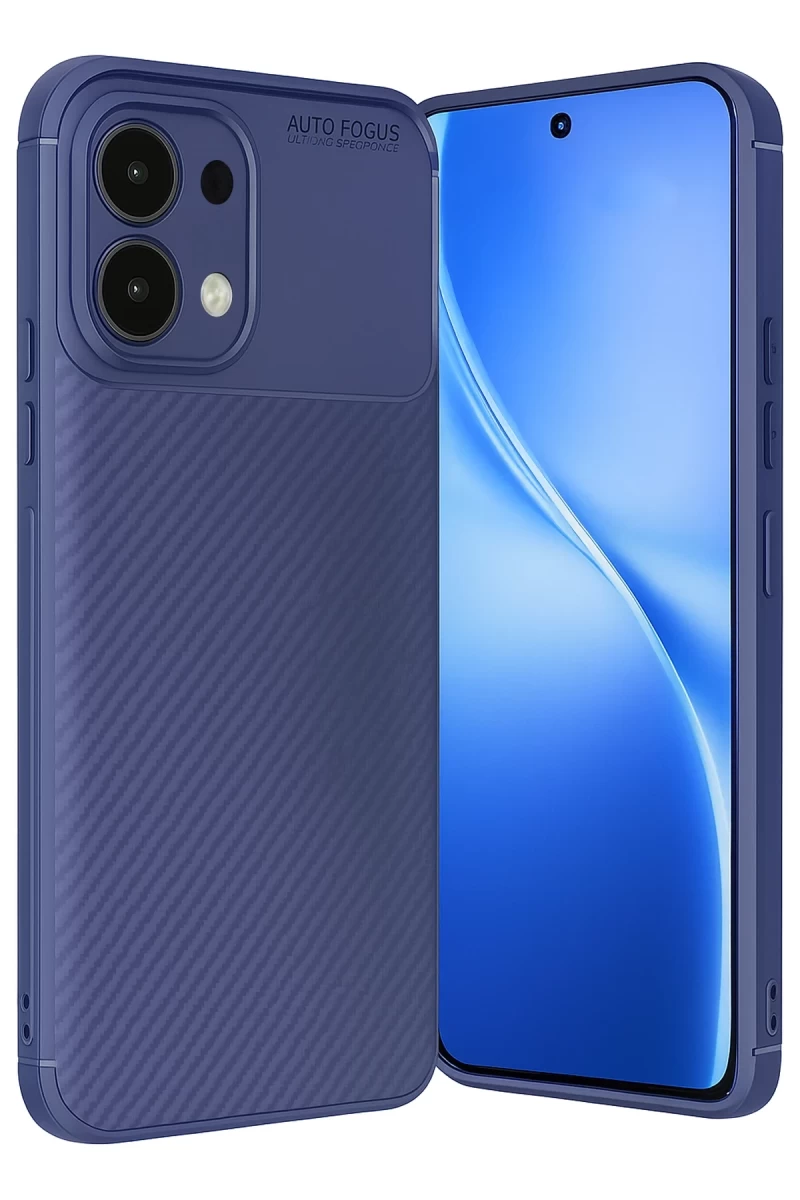 Oppo A6 Pro 4G Uyumlu Auto Focus Karbon Kapak - Lacivert