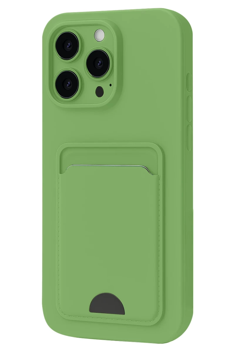 Apple iPhone 16 Pro Uyumlu Kılıf Kelvin Kartvizitli Silikon - Açık Yeşil