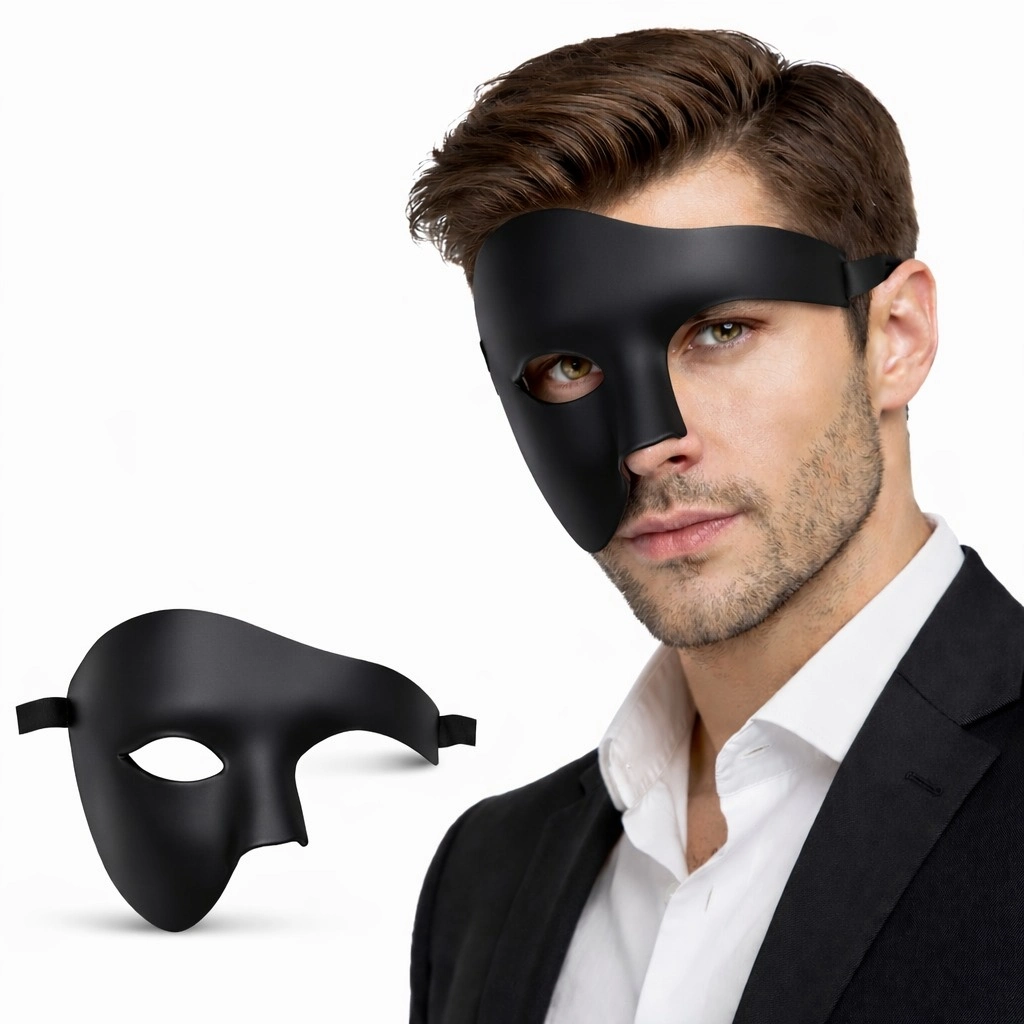 Erkek Yarım Maske Siyah Phantom 1 Adet Parti Aksesuarı