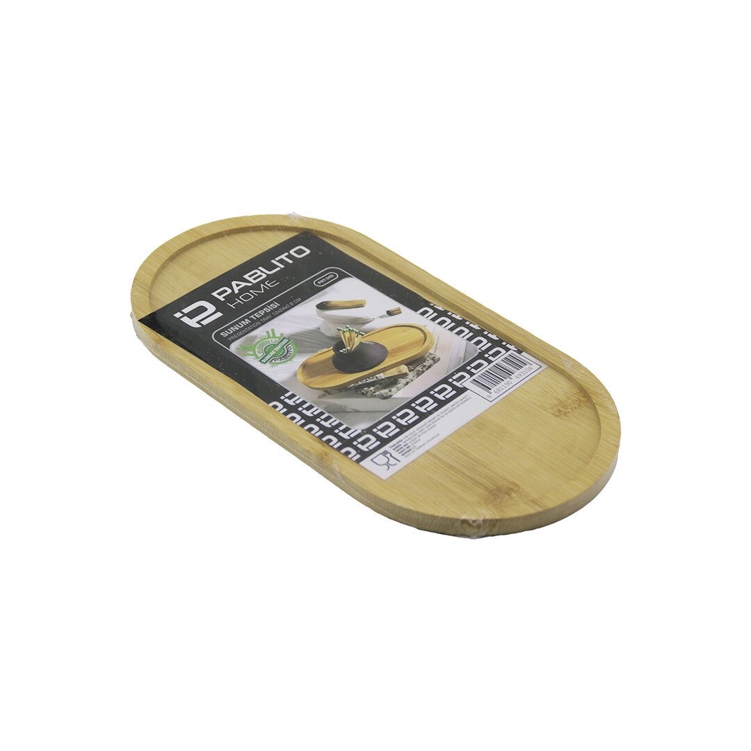 Oval Ahşap Bambu Yağdanık Altlık - Sunum Tepsi 12X24X0.8CM