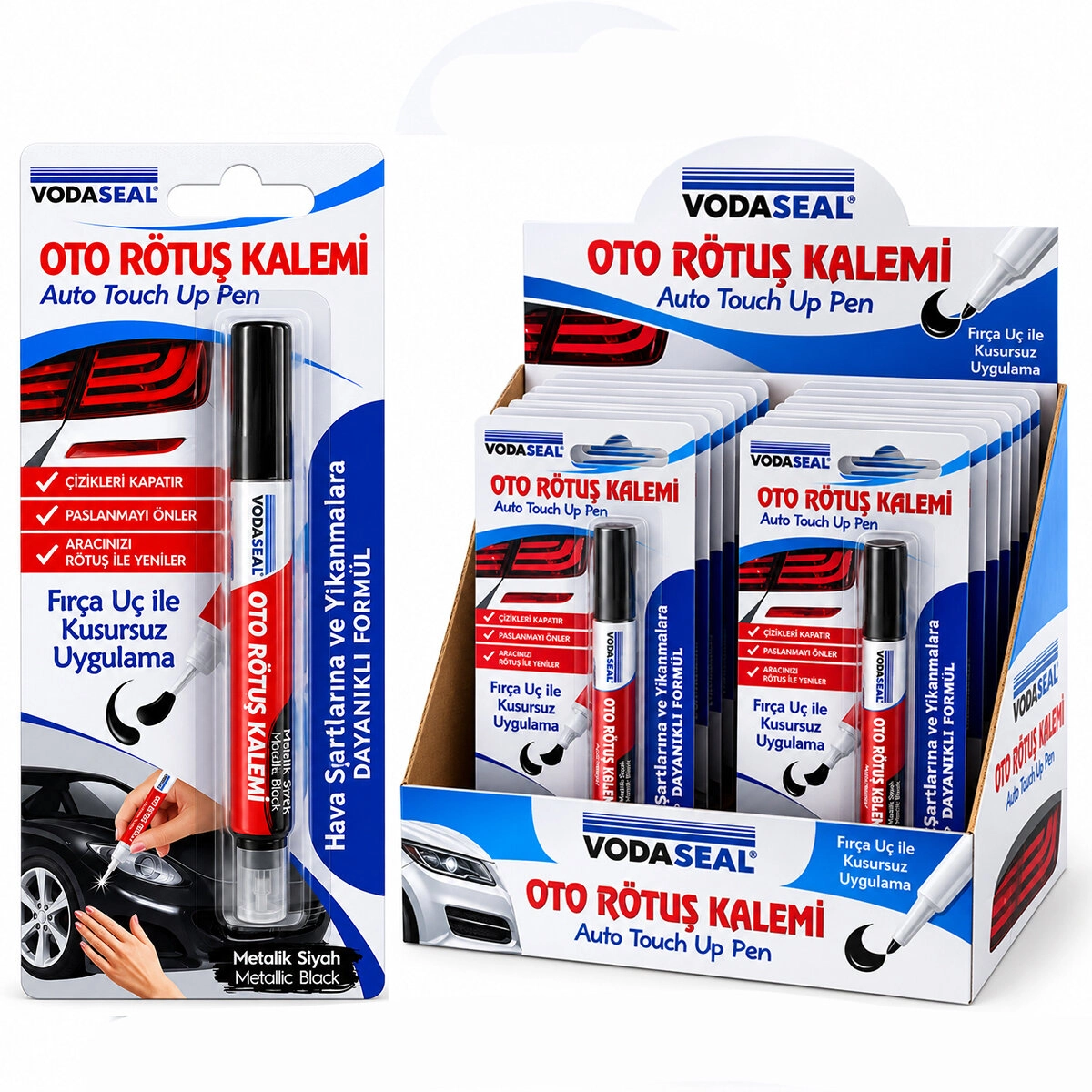 Metallic Siyah Oto Rötuş Kalem Fırça Uç 5ml 12 Adet