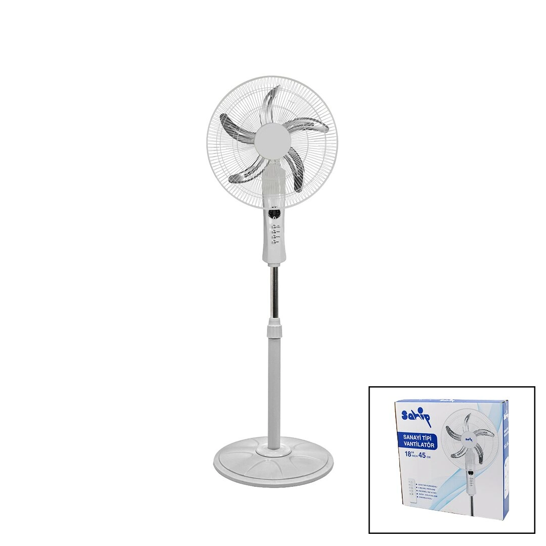 Kumandalı Sanayi Tipi Vantilatör 45 cm 5 Pervane 3 Kademe Hız