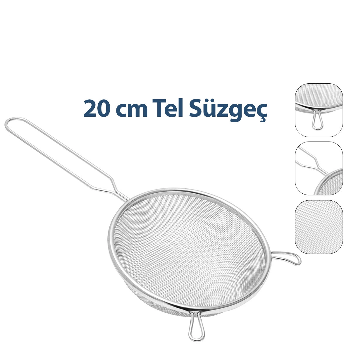 Metal Saplı 20 cm Kulaklı Tel Süzgeç