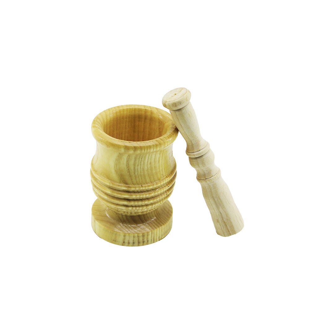 Büyük Boy Lüx Ahşap Havan Sarımsak Dövecek Ç: 8.3CM--D: 7CM--Y: 12CM Fileli Ambalaj