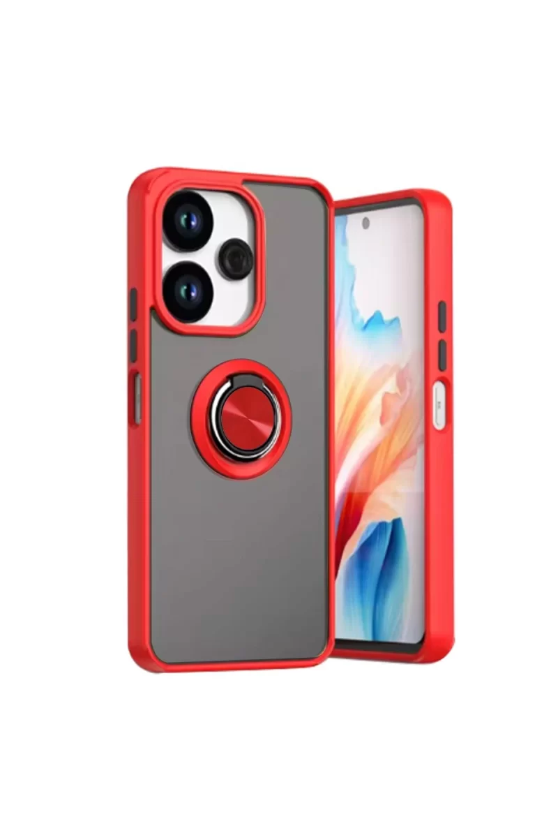 Xiaomi Redmi 13 4G Uyumlu Kılıf Montreal Yüzüklü Silikon Kapak - Kırmızı