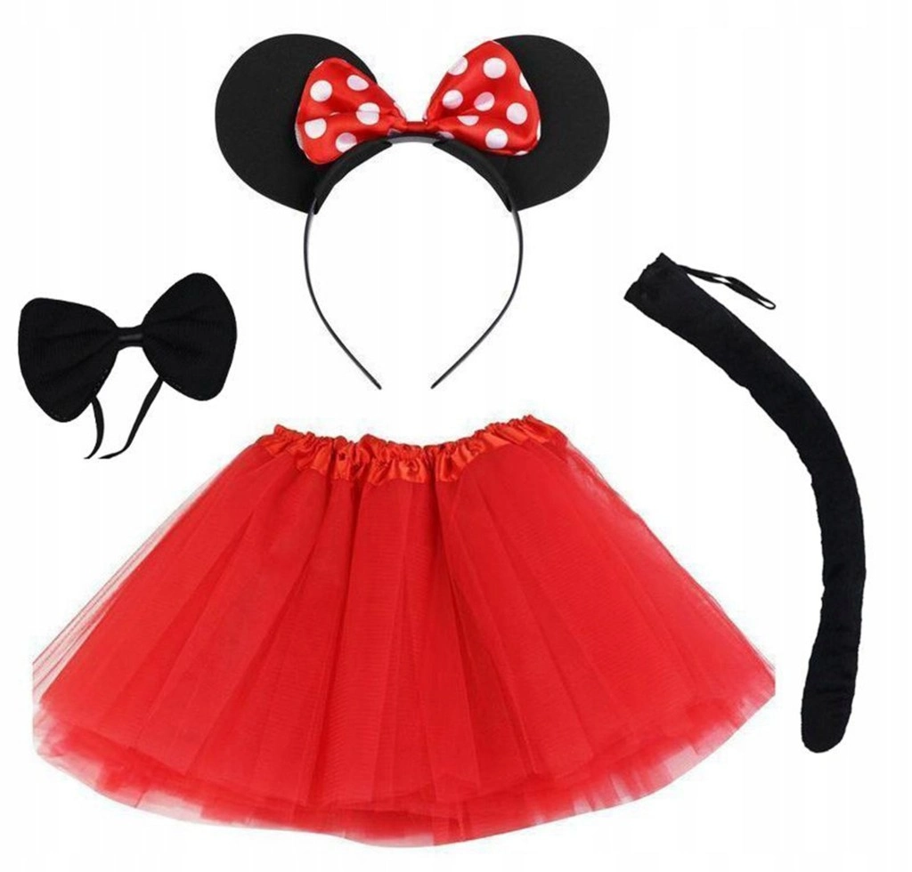 Mouse Kostüm Seti Etek Taç Kuyruk Papyon 1 Adet (Minnie Model)